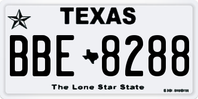 TX license plate BBE8288