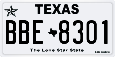 TX license plate BBE8301