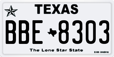 TX license plate BBE8303