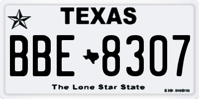 TX license plate BBE8307