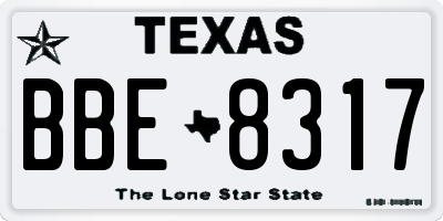 TX license plate BBE8317