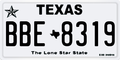 TX license plate BBE8319