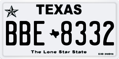 TX license plate BBE8332