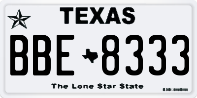 TX license plate BBE8333