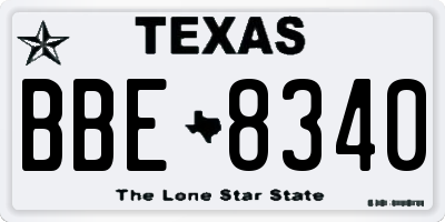 TX license plate BBE8340
