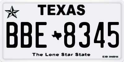 TX license plate BBE8345