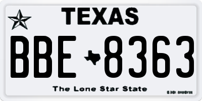 TX license plate BBE8363