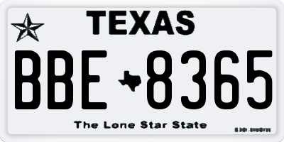 TX license plate BBE8365