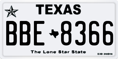 TX license plate BBE8366