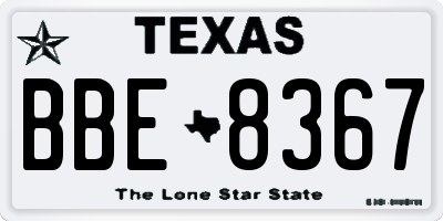 TX license plate BBE8367