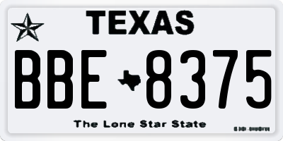 TX license plate BBE8375