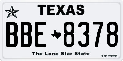 TX license plate BBE8378