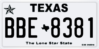 TX license plate BBE8381