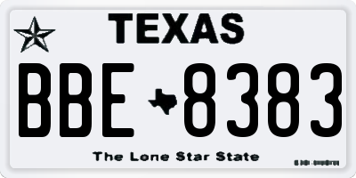 TX license plate BBE8383