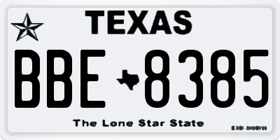 TX license plate BBE8385