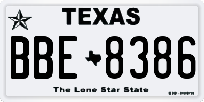 TX license plate BBE8386