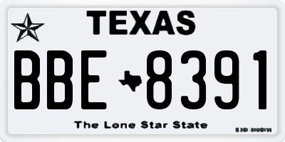 TX license plate BBE8391