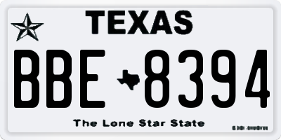 TX license plate BBE8394