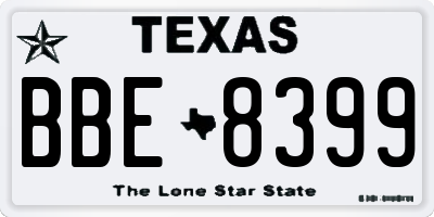 TX license plate BBE8399