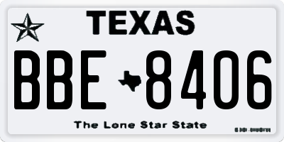 TX license plate BBE8406