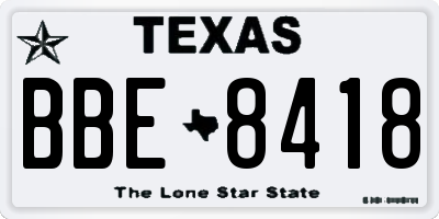 TX license plate BBE8418