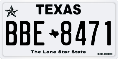 TX license plate BBE8471