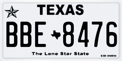 TX license plate BBE8476