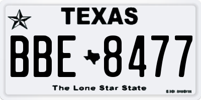 TX license plate BBE8477