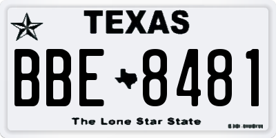 TX license plate BBE8481