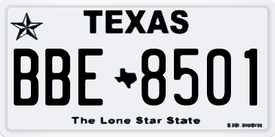 TX license plate BBE8501