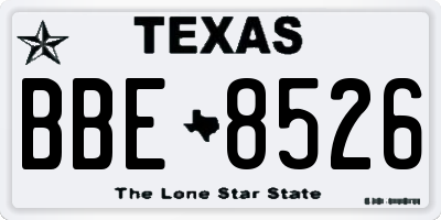 TX license plate BBE8526