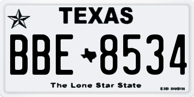 TX license plate BBE8534