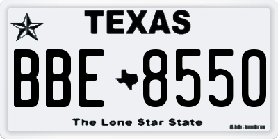 TX license plate BBE8550