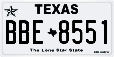 TX license plate BBE8551