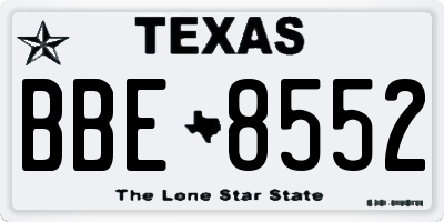 TX license plate BBE8552