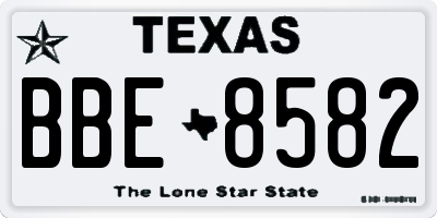 TX license plate BBE8582