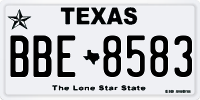 TX license plate BBE8583