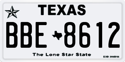 TX license plate BBE8612