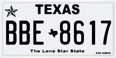 TX license plate BBE8617