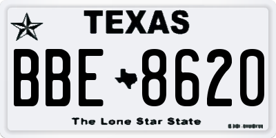 TX license plate BBE8620