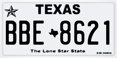 TX license plate BBE8621