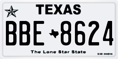 TX license plate BBE8624