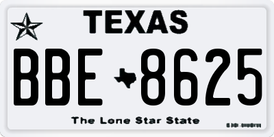 TX license plate BBE8625
