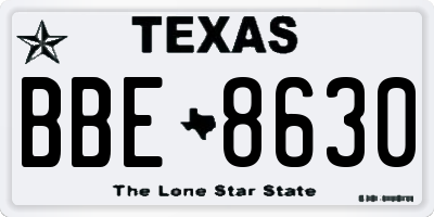TX license plate BBE8630