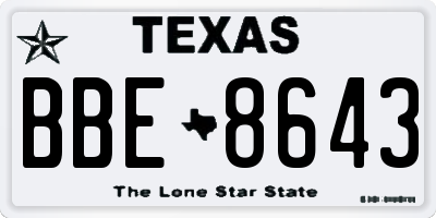TX license plate BBE8643
