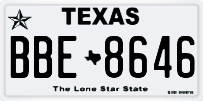 TX license plate BBE8646
