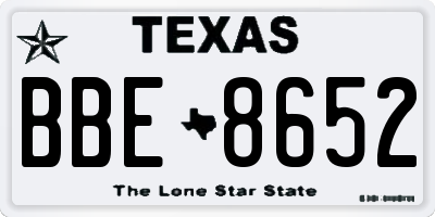 TX license plate BBE8652