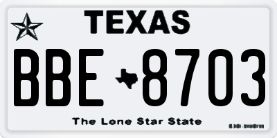 TX license plate BBE8703