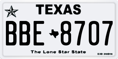 TX license plate BBE8707