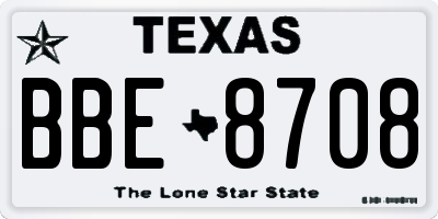 TX license plate BBE8708